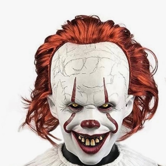 NWOT Horror Clown Latex Mask Creepy IT Mask for Adult Halloween Costume Cosplay - Picture 1 of 7